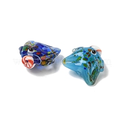 手作りランプワークビーズ  魚  ミックスカラー  17.5~18x16~18x10~11mm  穴：1.5~1.8mm&nbsp;LAMP-L081-02