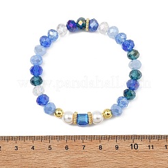 AB Color Plated Glass & Shell Pearl Bead Bracelets&nbsp;BJEW-JB13896
