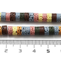天然溶岩石染めビーズ連売り  ディスク  ヒシビーズ  ミックスカラー  6x3~3.5mm  穴：1.5mm  約107~114個/連  14.96''（38センチメートル）&nbsp;G-K375-G08-01