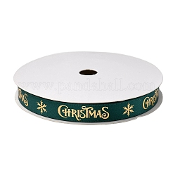 フラット クリスマス テーマ ポリエステル サテン リボン  ホットスタンプリボン  洋服アクセサリー  濃い緑  クリスマス  言葉  3/8インチ（9.5~10mm）  約9.84ヤード（9m）/ロール&nbsp;OCOR-YWC0001-01B-03