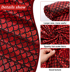 Sparkly Hologram Spandex Mermaid Printed Fish Scale Fabric&nbsp;AJEW-WH0314-30B