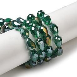 電気メッキガラスビーズセット  ABカラーメッキ  多面カットティアドロップ  ミックスカラー  12x8mm  58個/連  26.5インチ&nbsp;EGLA-D015-12x8mm-M