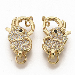 Brass Micro Pave Clear Cubic Zirconia Lobster Claw Clasps&nbsp;ZIRC-S066-012