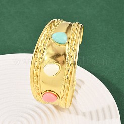304ステンレススチール製ワイドカフバングル（女性用）  アクリルと  18KGP本金メッキ  1-3/8インチ（3.35cm）  内径：2-1/2インチ（6.3cm）&nbsp;LS-BJEW-K285-02G