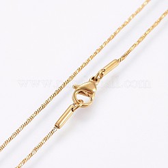 304ステンレススチールスネークチェーンネックレス  カニカン付き  ゴールドカラー  17.7インチ（45cm）  1x1mm&nbsp;NJEW-O102-30G