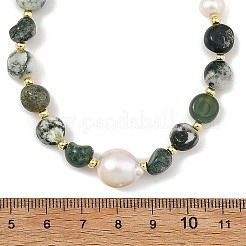 Natural Tree Agate Nuggets & Freshwater Pearl Potato Beaded Necklaces for Women&nbsp;NJEW-JN06488