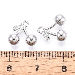 304ステンレススチールチャーム  チェリー  変色防止  ステンレス鋼色  11x11x4.5mm  穴：1mm&nbsp;STAS-N108-48P