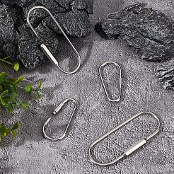4Pcs 2 Styles 304 Stainless Steel Screw Carabiner Lock Charms&nbsp;STAS-UN0059-93