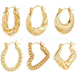 6 Pairs 6 Style 304 Stainless Steel Hoop Earrings for Women&nbsp;EJEW-BBC0001-96
