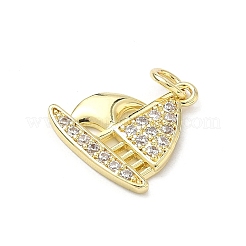Brass Micro Pave Clear Cubic Zirconia Pendants&nbsp;KK-H255-27G
