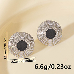 304ステンレススチールフラットラウンドスタッドピアス  エナメル  プラチナ  23x22mm&nbsp;DV1097-1