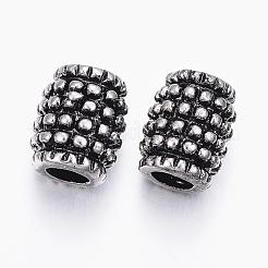 304ステンレススチールヨーロピアンビーズ  大穴ビーズ  アンティークシルバー  12x10mm  穴：4mm&nbsp;STAS-E131-01AS