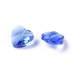 透明ガラスビーズ  多面カット  ハート  ブルー  10x10x7mm  穴：1~1.2mm&nbsp;LS-GLAA-K002-07A-09