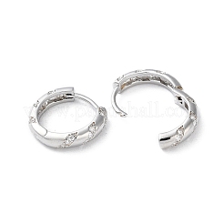 真鍮製マイクロパヴェキュービックジルコニアフープピアス  リング  プラチナメッキ  15.5x3.5mm&nbsp;EJEW-P259-18P