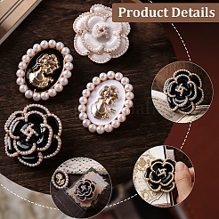 Flower Alloy Enamel & Plastic Pearl Clips&nbsp;AJEW-WH20130-221A-01