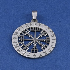 201 Stainless Steel Norse Viking Compass Amulet Pendants&nbsp;STAS-WH0029-32B-1