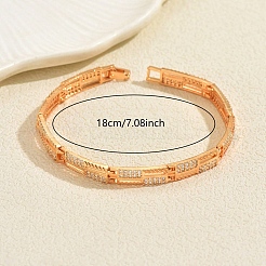 Brass Micro Pave Clear Cubic Zirconia Link Chain Bracelets for Women&nbsp;OU1621-2