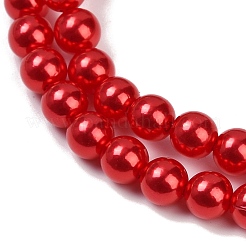 ABSプラスチックパール調ラウンドビーズ  ファイヤーブリック  8mm  穴：2mm  約1900個/500g&nbsp;MACR-S789-8mm-14