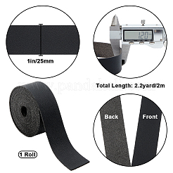 2m フラットマイクロファイバーイミテーションレザーコード  衣服の装飾用  ブラック  25mm  約2.19ヤード（2m）/ロール&nbsp;FIND-WH0420-75B-01