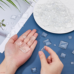 150Pcs 8 Styles Transparent Glass Square Cabochons&nbsp;GGLA-FH0001-04