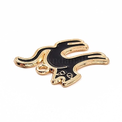 合金エナメルチャーム  猫のチャーム  ゴールドカラー  21.5x19x1mm  穴：2mm&nbsp;ENAM-M055-14G