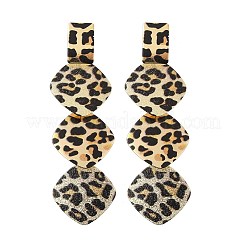 Leopard Print Alloy Dangle Stud Earrings&nbsp;LS-EJEW-K304-01B-G