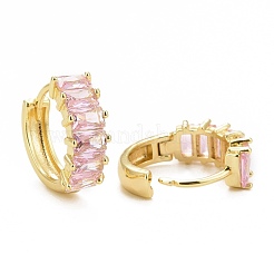 Cubic Zirconia Rectangle Hoop Earrings&nbsp;EJEW-G288-02G