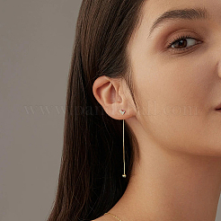 2 Pairs 2 Colors Brass Rhinestone Heart Tassel Ear Thread for Women&nbsp;EJEW-GO0007-009