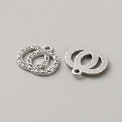 ラインストーン ペンダント付き合金  プラチナ  15.5x17x2mm  穴：1.8mm&nbsp;FIND-WH0366-264P-01
