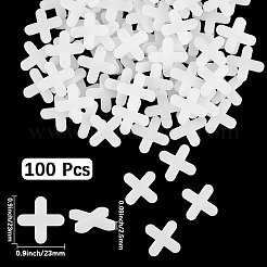 タイル位置決めクリップレベリングシステム構築用のプラスチッククロスタイルスペーサー100個  ホワイト  23x23x2.5mm&nbsp;DIY-CN0003-94B