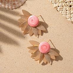 Flower Alloy Enamel Stud Earrings&nbsp;FS-WG688C9-02