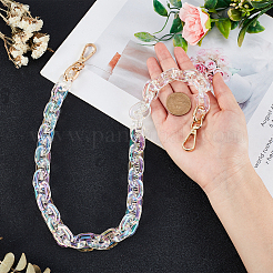 アクリルバッグハンドル  合金回転式ナスカン付き  バッグストラップ用交換アクセサリー用  透明  66cm&nbsp;FIND-WH0068-61