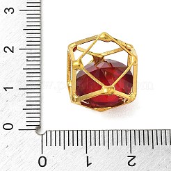 真鍮とガラスのペンダント  ポリゴンのチャーム  多面カット  18KGP本金メッキ  カドミウムフリー＆鉛フリー  長持ちメッキ  ラックめっき  レッド  15~15.5x15~15.5x15~15.5mm  穴：6x7mmと9x9mmと11x11mm&nbsp;KK-CBA74BF-04G-05