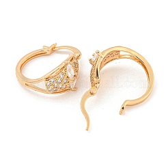 Brass Micro Pave Clear Cubic Zirconia Hoop Earrings&nbsp;EJEW-A107-05B-KCG