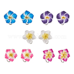 Handmade Polymer Clay Plumeria Stud Earrings&nbsp;EJEW-JE06438