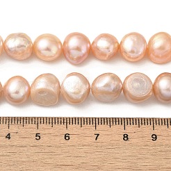 天然養殖淡水パールビーズ連売り  研磨両側  グレード3 A  ライトサーモン  11~12mm  穴：0.5mm  約17個/連  7.09インチ（18cm）&nbsp;PEAR-A006-13E