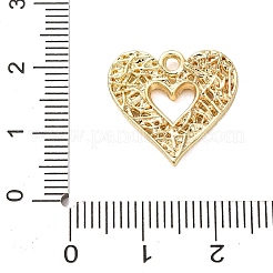 バレンタインデー合金ペンダント  フィリグリーハートチャーム  切り取る  ゴールドカラー  17.5x18.5x2mm  穴：2mm&nbsp;FIND-I367-05G