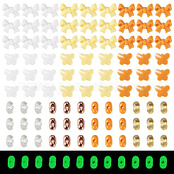 混合スタイルのアクリルビーズ  ピーナッツと蝶結びと蝶  オレンジ  6.5~7.5x4~10x3~5.5mm  穴：1.2~1.6mm&nbsp;SACR-TA0001-81C