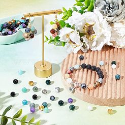 240個12スタイルの天然宝石ビーズ  ラウンド  染めと未染色の混合  8~8.5mm  穴：0.5~1mm  20個/スタイル&nbsp;G-AR0004-94