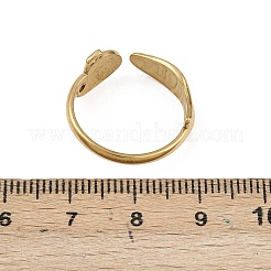 女性用304ステンレススチールオープンカフリング  ゴールドカラー  魚  9.5mm  内径：18mm&nbsp;RJEW-A089-01A-G