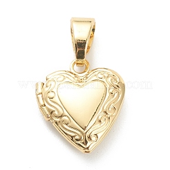 Brass Locket Pendants&nbsp;KK-P199-15G