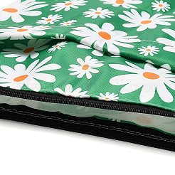 デイジー柄のポリエステル製ジッパー付きブックカバー  長方形のブックポーチ  リストストラップ付き  グリーン  300x219x6.5mm&nbsp;AJEW-Z051-03A