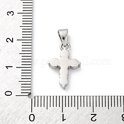 304ステンレススチールキュービックジルコニアペンダント  クロスチャーム  ステンレス鋼色  17x11x3mm  穴：4x2.7mm&nbsp;STAS-C102-01D-P