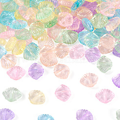 透明プラスチックビーズ285個  シェル形状  ミックスカラー  10x12.5x4mm  穴：1.5mm&nbsp;KY-TA0001-54