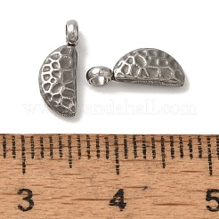 変色しない304ステンレススチールチャーム  テクスチャ  半円チャーム  ステンレス鋼色  10.5x4x3mm  穴：1.6mm&nbsp;STAS-M017-04P