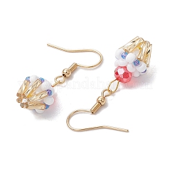 Ice Cream Cup Handmade Glass Seed Beads Dangle Earrings for Women&nbsp;EJEW-MZ00392-03
