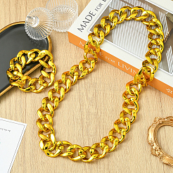 2Pcs 2 Styles Acrylic Cuban Link Chain Necklaces & Bracelets Jewelry Sets&nbsp;SJEW-SP0001-01G