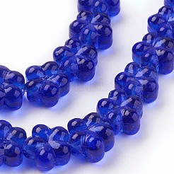 手作りランプワークビーズ連売り  スモモの花  ミディアムブルー  13.5x8.5~9mm  穴：1.2mm  約32個/連  16.53インチ（42cm）&nbsp;LAMP-P051-F01