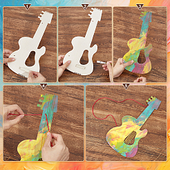 9Pcs 9 Styles Unfinished Wooden Guitar Pendants for Painting Arts&nbsp;WOOD-PH0003-87