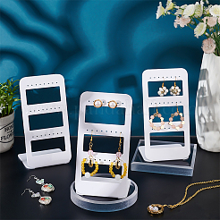 6層3穴アクリルイヤリングディスプレイスタンド24個  長方形  ホワイト  7.5x6.2x14.5cm  穴：1.5mm&nbsp;ODIS-PH0001-52